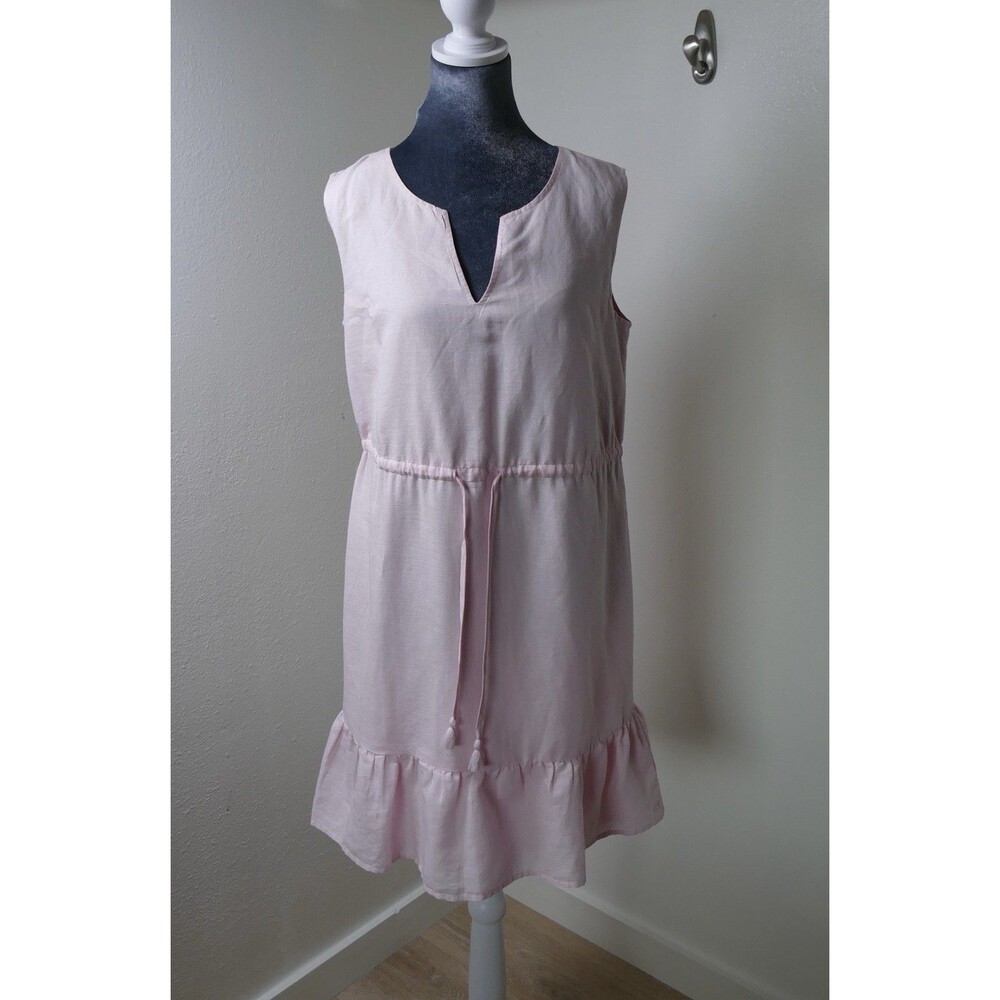 Vineyard Vines NEW Light Pink Ruffle Accent Notched VNeck Sleeveless Dress Small